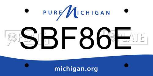 SBF86E Michigan License Plate