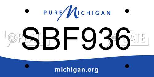 SBF936 Michigan License Plate