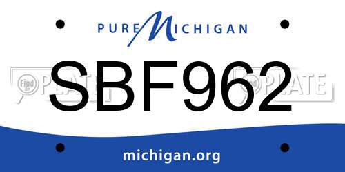 SBF962 Michigan License Plate