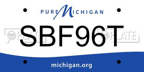 SBF96T Michigan License Plate