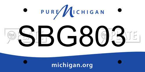 SBG803 Michigan License Plate