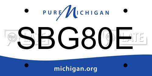 SBG80E Michigan License Plate