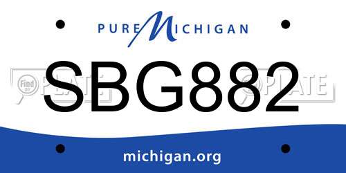 SBG882 Michigan License Plate