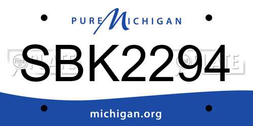 SBK2294 Michigan License Plate