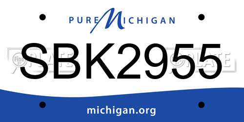 SBK2955 Michigan License Plate
