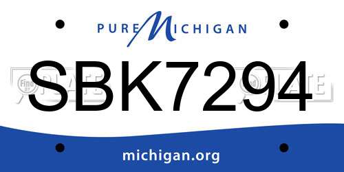 SBK7294 Michigan License Plate