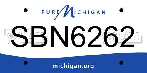SBN6262 Michigan License Plate