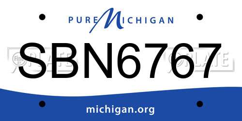SBN6767 Michigan License Plate