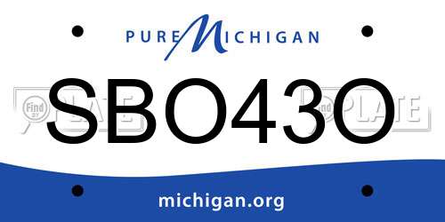 SBO43O Michigan License Plate