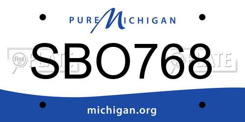 SBO768 Michigan License Plate