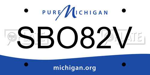 SBO82V Michigan License Plate