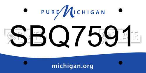 SBQ7591 Michigan License Plate