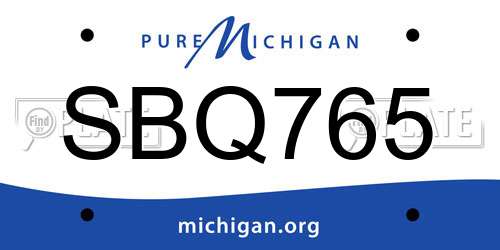 SBQ765 Michigan License Plate