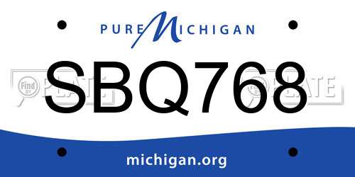 SBQ768 Michigan License Plate