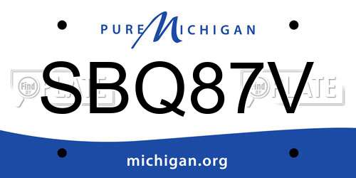 SBQ87V Michigan License Plate
