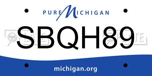 SBQH89 Michigan License Plate