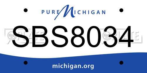 SBS8034 Michigan License Plate