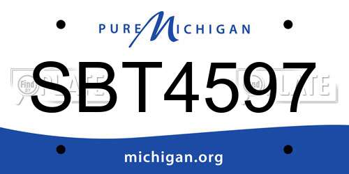 SBT4597 Michigan License Plate