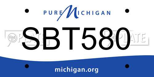 SBT580 Michigan License Plate
