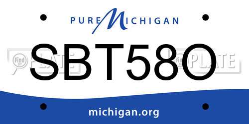 SBT58O Michigan License Plate