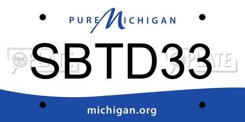 SBTD33 Michigan License Plate