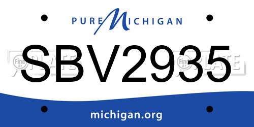 SBV2935 Michigan License Plate