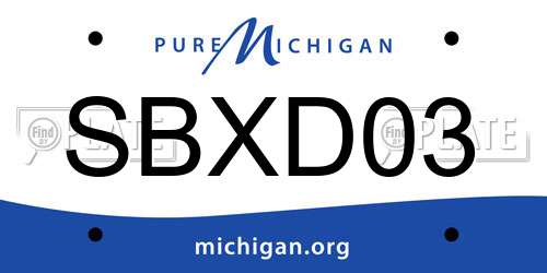 SBXD03 Michigan License Plate