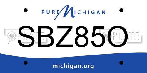 SBZ85O Michigan License Plate