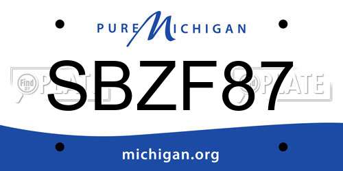 SBZF87 Michigan License Plate