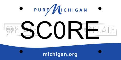 SC0RE Michigan License Plate