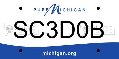 SC3D0B Michigan License Plate