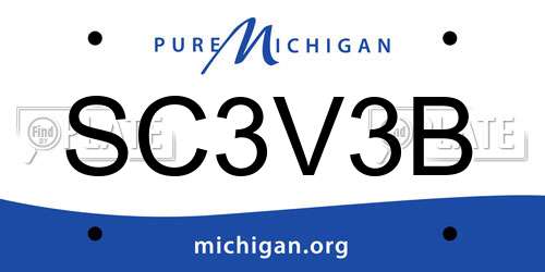 SC3V3B Michigan License Plate