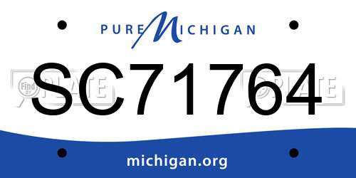 SC71764 Michigan License Plate