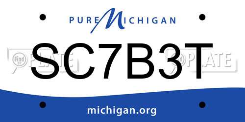 SC7B3T Michigan License Plate