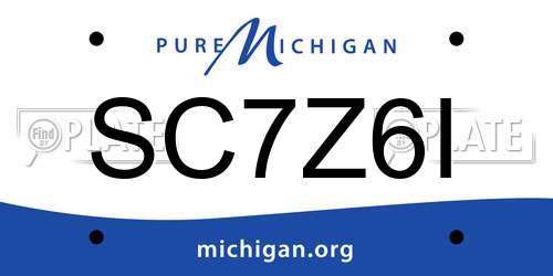 SC7Z6I Michigan License Plate