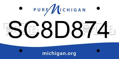 SC8D874 Michigan License Plate