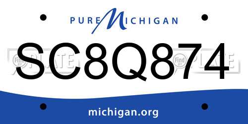 SC8Q874 Michigan License Plate