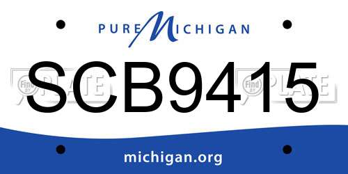SCB9415 Michigan License Plate
