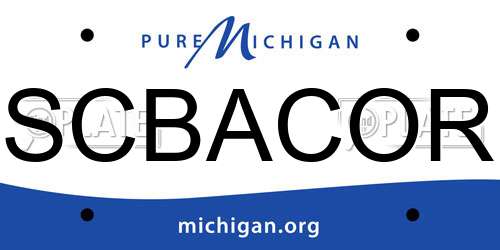 SCBACOR Michigan License Plate
