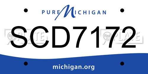 SCD7172 Michigan License Plate