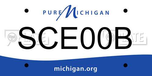 SCE00B Michigan License Plate