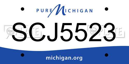 SCJ5523 Michigan License Plate