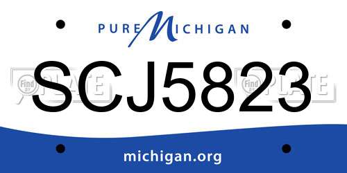 SCJ5823 Michigan License Plate