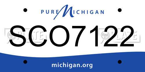 SCO7122 Michigan License Plate