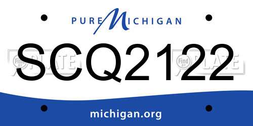 SCQ2122 Michigan License Plate