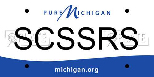 SCSSRS Michigan License Plate