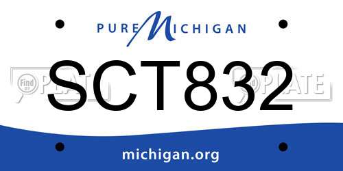 SCT832 Michigan License Plate