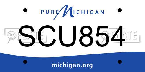 SCU854 Michigan License Plate