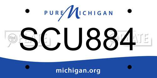 SCU884 Michigan License Plate