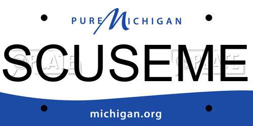 SCUSEME Michigan License Plate